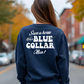 Navy crew sweatshirt with Save A Horse slogan in classic unisex fit design