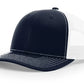 Old Glory Navy and White Trucker Hat with Leather Patch and American Flag for All Head Sizes