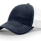 Navy and white trucker hat with leather patch for first responders and firefighter fans