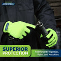 Neon green Touchscreen Safety Work Gloves from the Pack of 3, perfect for safe handling