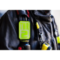 Neon yellow air tank on dark gear showcasing IdentiFire SCBA Accountability Shoulder Strap System