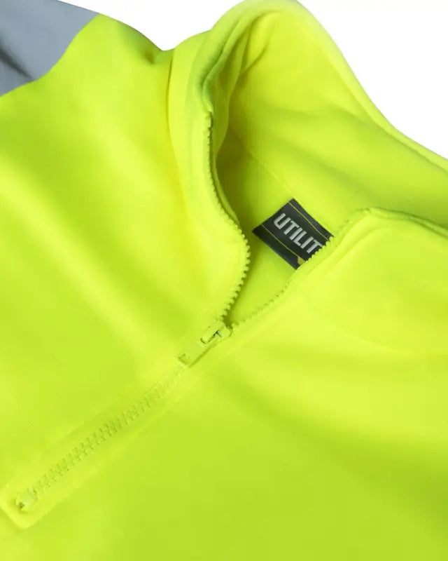 Neon yellow UHV544 Soft Shell HiVis 1/4 Zip Jacket with black brand label