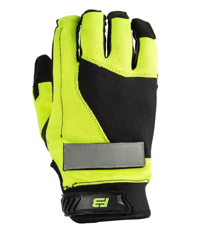 Neon yellow and black Exxtremity Patrol Gloves 2.0 with reflective strip for safety