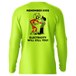 Neon yellow long sleeve sun shirt, Remember Kids Hi-Visibility UPF 50 for sun protection