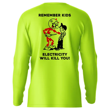 Neon yellow long sleeve sun shirt, Remember Kids Hi-Visibility UPF 50 for sun protection
