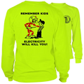 Neon yellow long sleeve hi-vis t-shirt from Remember Kids for enhanced visibility