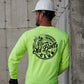 Neon yellow long-sleeved shirt from Old Balls Club in safety yellow hi-vis style