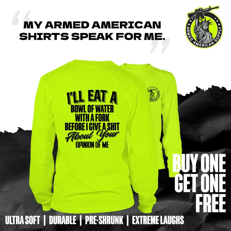 Neon yellow long-sleeved shirt from Opinion Of Me, ideal for long sleeve safety wear