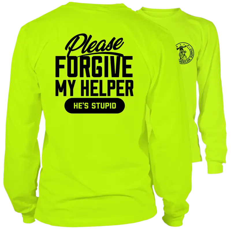 Neon yellow long sleeve hi-vis t-shirt from My Helper for safety and visibility