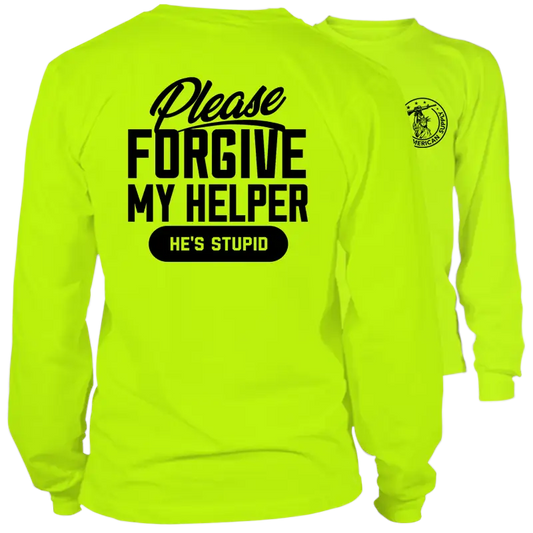 Neon yellow long sleeve hi-vis t-shirt from My Helper for safety and visibility