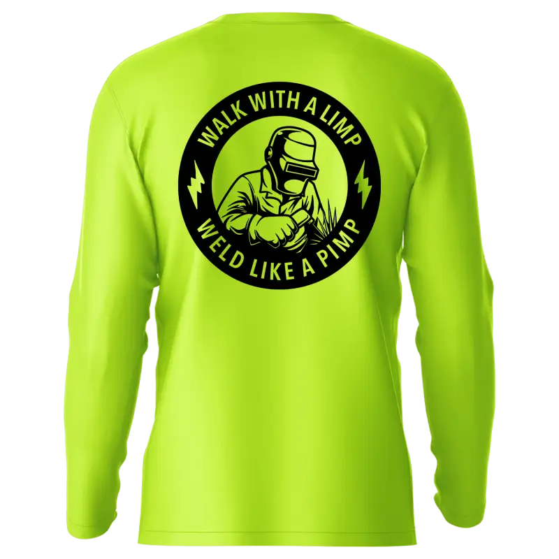 Neon yellow long sleeve sun shirt from Pimp featuring hi-visibility UPF 50 protection