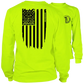 Neon yellow long sleeve hi-vis t-shirt featuring Molon Labe Ghost Flag design