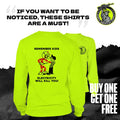 Neon yellow long sleeve hi-vis t-shirt with electricity safety graphic for kids