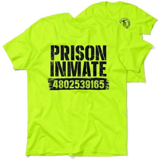 Neon yellow Prison Inmate Safety Yellow Hi-Vis T-Shirt for high visibility and safety