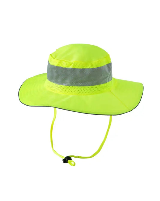 Neon yellow UHV503 HiVis Bucket Hat with PERIMETER™ Insect Guard and chin strap