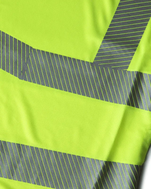 Neon yellow safety vest with gray stripes for UHV997 Women’s HiVis Short Sleeve Tee