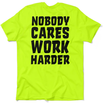Neon yellow t-shirt from Nobody Cares, perfect safety yellow t-shirt for visibility