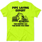 Neon yellow t-shirt from Pipe Layer Expert, perfect for visibility on the job