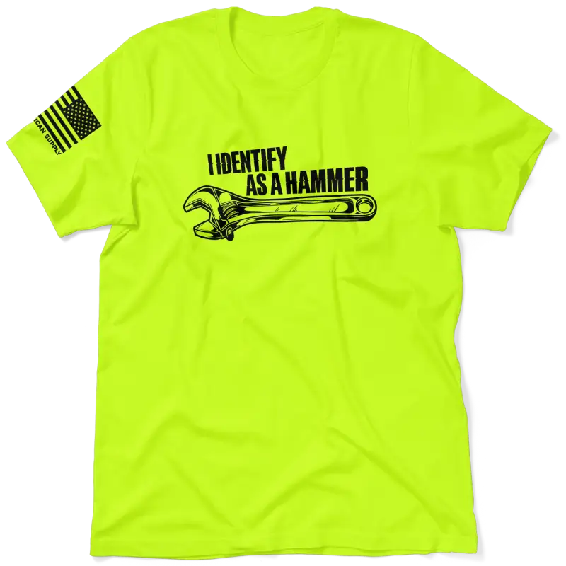 Neon yellow t-shirt from Identify As A Hammer, perfect safety yellow apparel