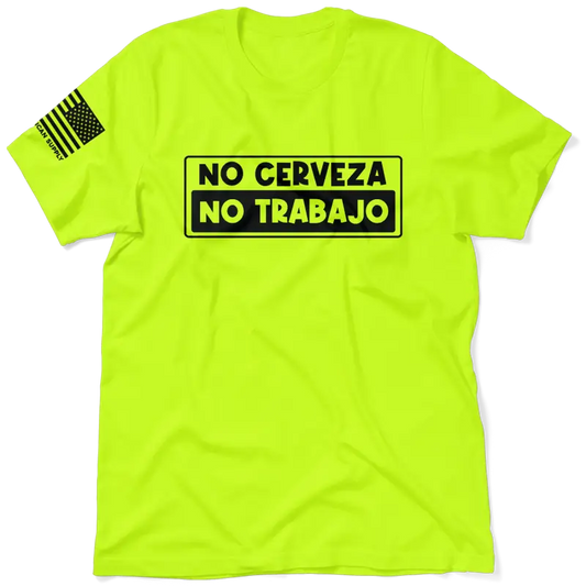 Neon yellow t-shirt from the No Cerveza collection, perfect safety yellow wardrobe staple