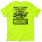 Neon yellow t-shirt showcasing the Mugshot Safety Yellow T-Shirt design