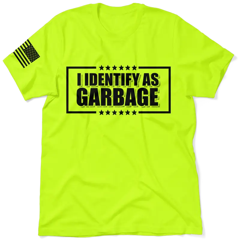 Neon yellow hi-vis t-shirt from Identify as Garbage for enhanced visibility and safety