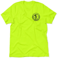 Neon yellow t-shirt featuring the Nobody Cares design in safety yellow