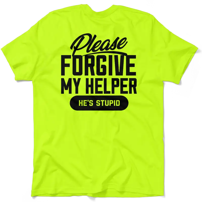 Neon yellow t-shirt from My Helper, a vibrant safety yellow essential for visibility