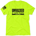 Neon yellow t-shirt from Over Taxxed, a stylish safety yellow hi-vis t-shirt