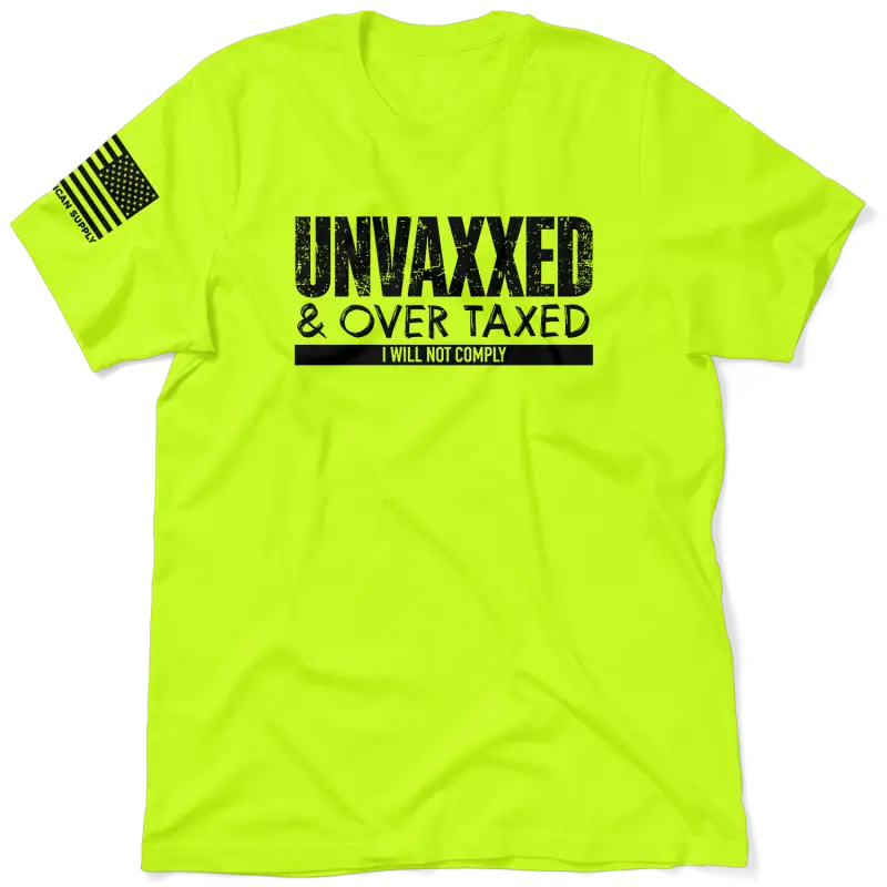 Neon yellow t-shirt from Over Taxxed, a stylish safety yellow hi-vis t-shirt