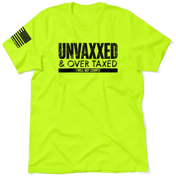 Neon yellow t-shirt from Over Taxxed, a stylish safety yellow hi-vis t-shirt