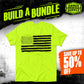 Neon yellow hi-vis t-shirt with American flag design for optimal visibility and style