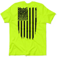 Neon yellow Molon Labe Ghost Flag t-shirt featuring bold black flag graphic