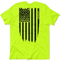 Neon yellow Molon Labe Ghost Flag t-shirt featuring bold black flag graphic