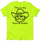 Neon yellow t-shirt featuring cowboy graphic from My Second Rodeo collection