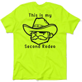 Neon yellow t-shirt featuring cowboy graphic from My Second Rodeo collection