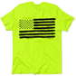 Neon yellow hi-vis t-shirt featuring a distressed American flag design