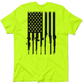 Neon yellow safety t-shirt featuring rifle flag design for bold style and patriotism