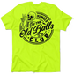 Neon yellow hi-vis t-shirt with skeleton graphic from Old Balls Club