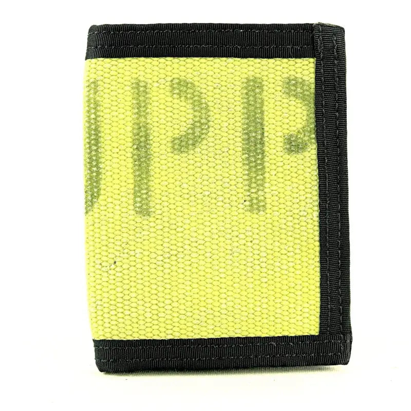 Neon yellow wallet with black trim in Coyote Combat Leather for style and durability