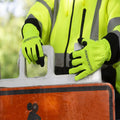 Neon yellow Hi-Vis Touchscreen Safety Work Gloves for high visibility hand protection