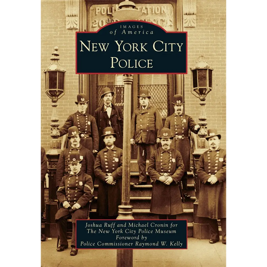 Vintage book cover of New York City Police with sepia photo of uniformed officers