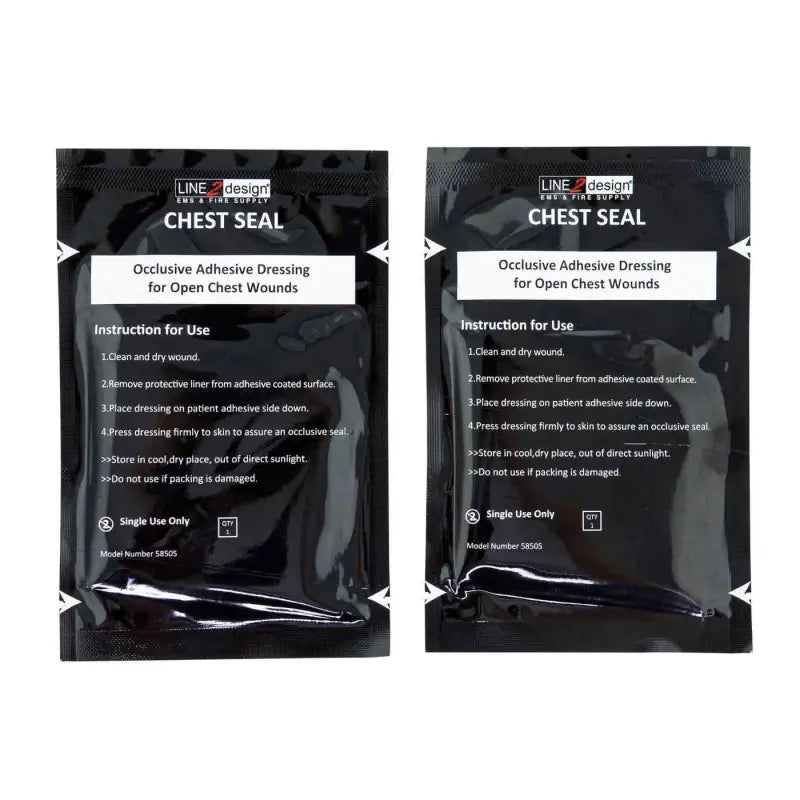 Occlusive dressing for open chest wounds from Line2Design, Chest Seal, 2 Pack