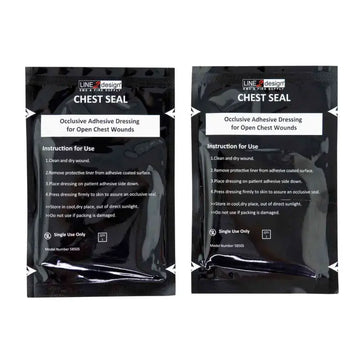 Occlusive dressing for open chest wounds from Line2Design, Chest Seal, 2 Pack