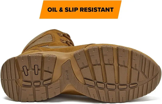 Oil and slip-resistant sole of Mag Shield Suede Leather 8-inch Work Boot for greater strength