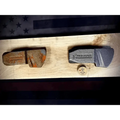 Two knife sheaths, one rusty and one gray, showcasing Papi’s Tool Lube’s secret sauce