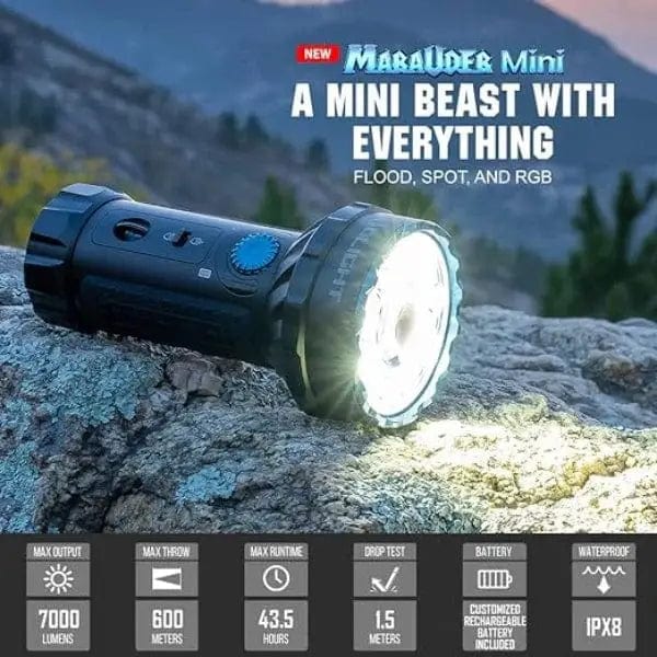 Chief Miller Flashlights OLIGHT MARAUDERMINIBK Marauder Mini Powerful LED Flashlight With RGB Apparel