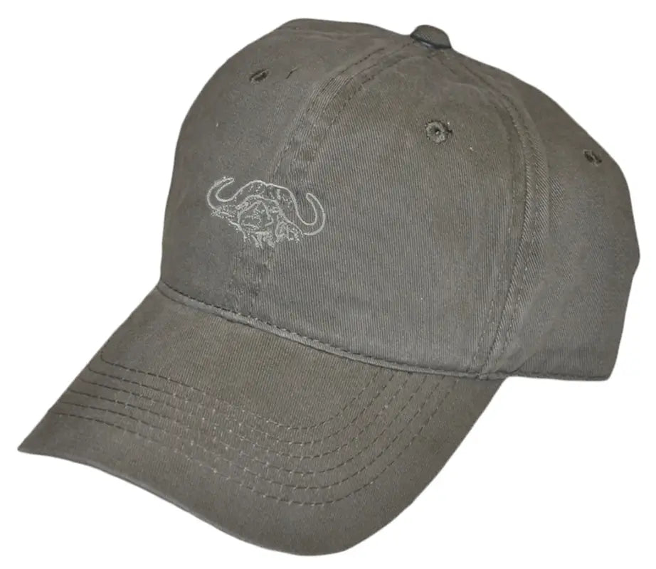 Olive Adjustable Twill Cap featuring an embroidered buffalo logo design