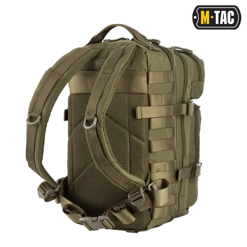 Olive M-Tac Assault Pack featuring MOLLE webbing and two large main zippered compartments