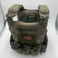 Olive drab tactical plate carrier with modular attachments for large size body armor by Redemption Tactical